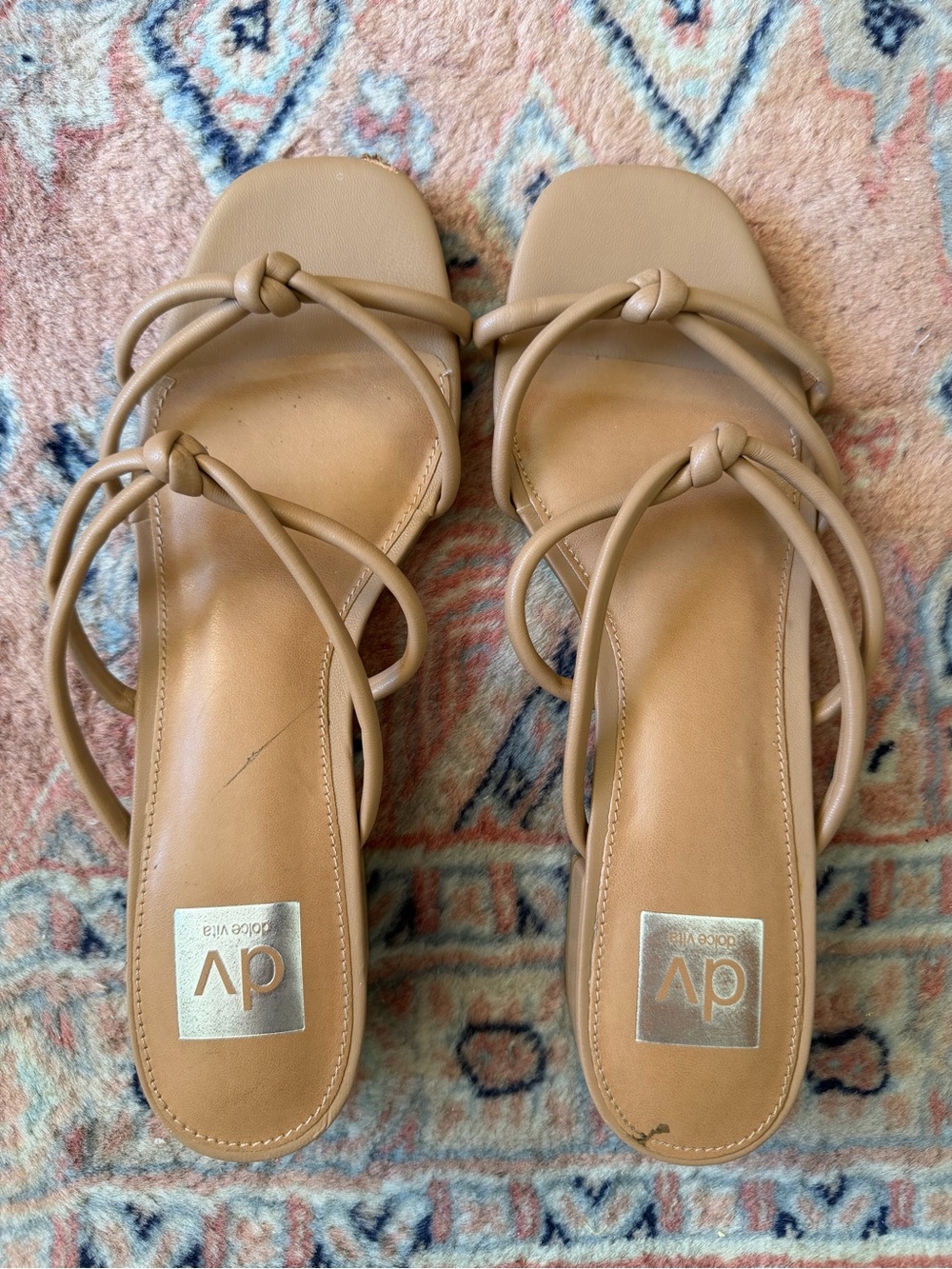 DV by Dolce Vita Beige Knotted Strap Slide Sandals Wylla Size 9
